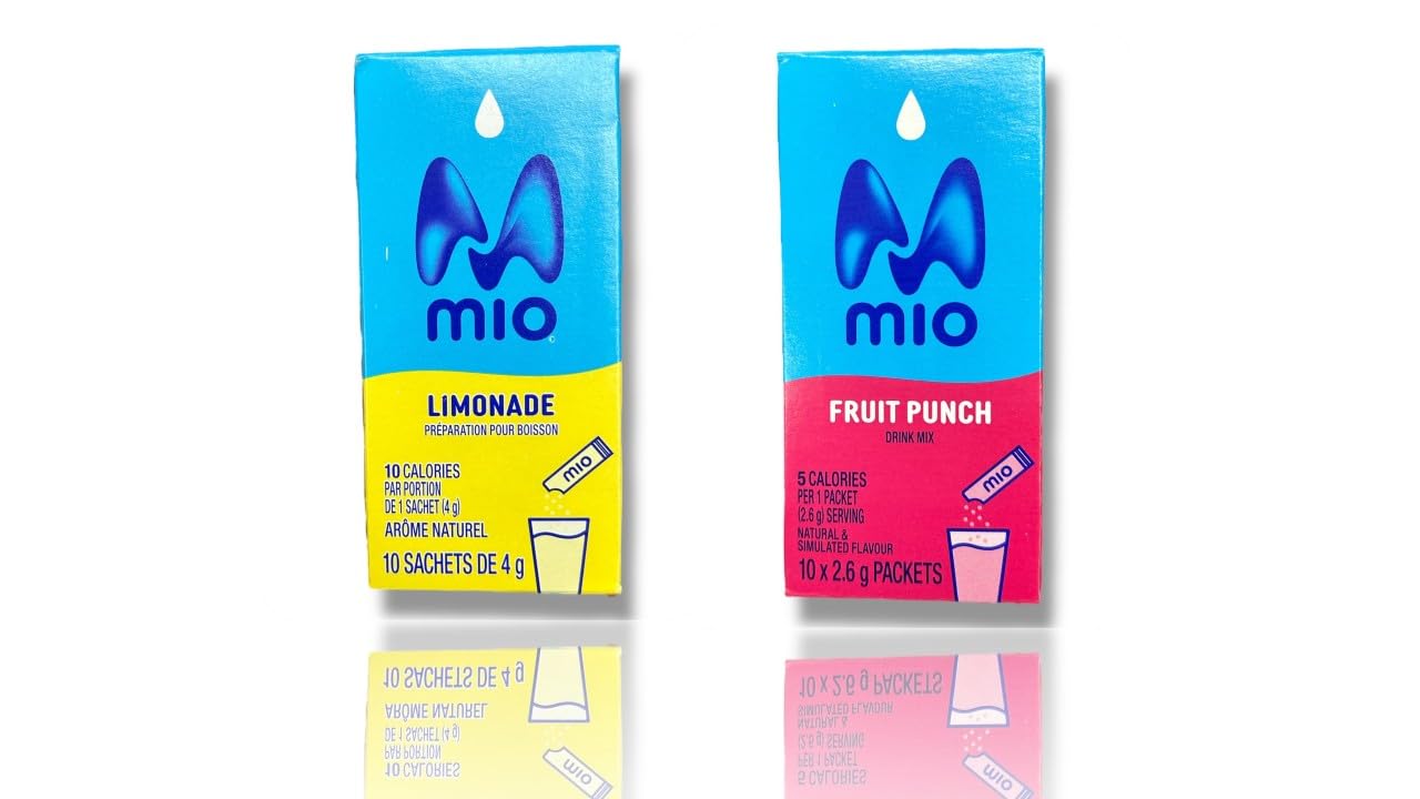 Mio Drink Mix - Lemonade (4g Packets, 10-Count Box) & Fruit Punch (2.6g Packets, 10-Count Box) - Water Enhancer